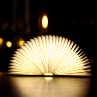 Lámpara Led plegable de madera para libros, lámpara de cuero de grano de madera con carga USB para libros creativos