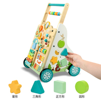 Porteur d'activités multifonctionnel en bois réglable pour bébé avec musique, trotteur d'apprentissage pour la marche et le jeu, vente en gros