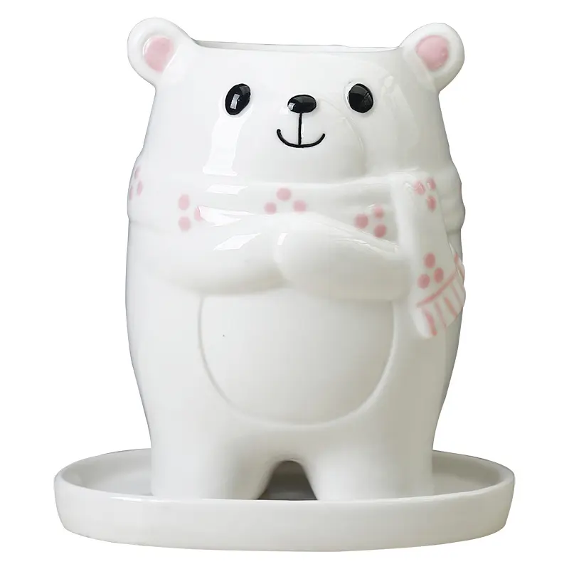 Factory Direct Durable Rectangular Wholesale Cheap Small Bear White High Pot Plants