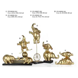 Resin gold leaf happiness elephant ornaments home decor luxury small desk decorative