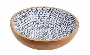 Ensaladera tallada ecológica de madera de mango de gran venta 2020, cuenco redondo multicolor para servir al por mayor de La India - Product Image 5