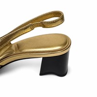 Sandales à talons en cuir véritable doré pour femmes 2026 – Chaussures de luxe de créateur pour dames