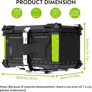 WOSHIDER - Baúl Trasero para Motocicleta de Liberación Rápida, Color Negro, Nuevo, 65L, Baúl Superior de Aleación de Aluminio - Product Image 2