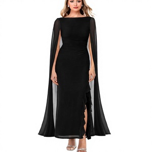 Women's V-neck Spaghetti Strap Floor-Length Evening Party Ball Gown <b>Dress</b> Sequined Natural Waist Chiffon Fabric A-Line - Product Image 3