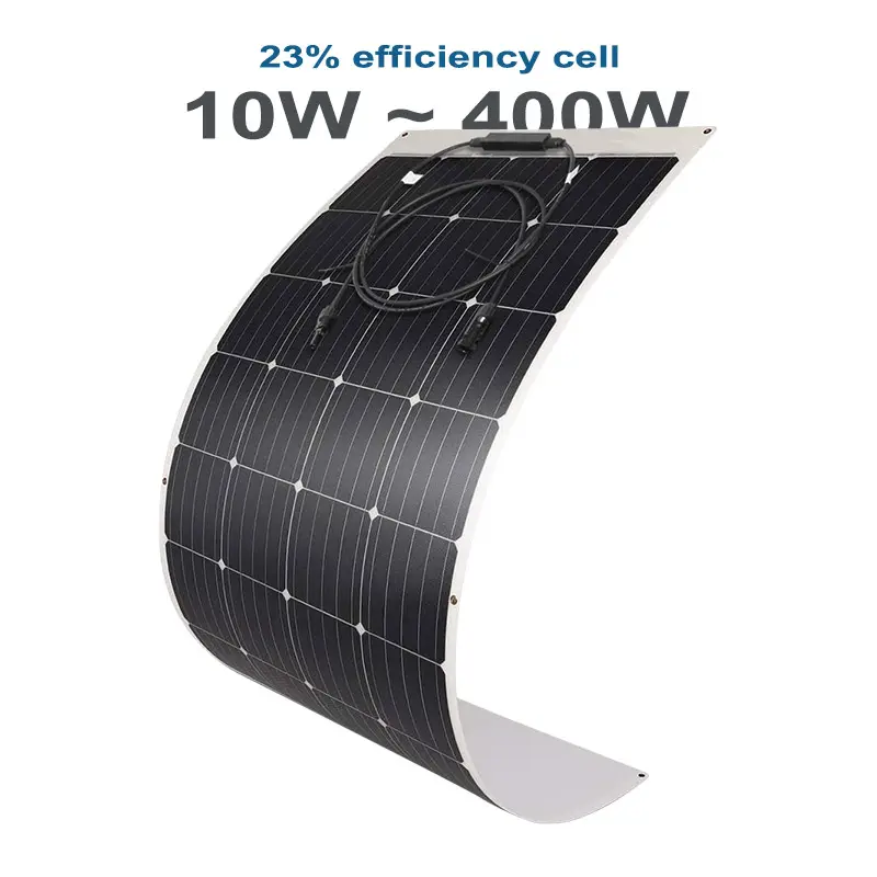 Panel solar flexible de alta eficiencia 100W 120W 200W 300W Paneles solares monocristalinos Módulo Pv de luz para barco y techo RV