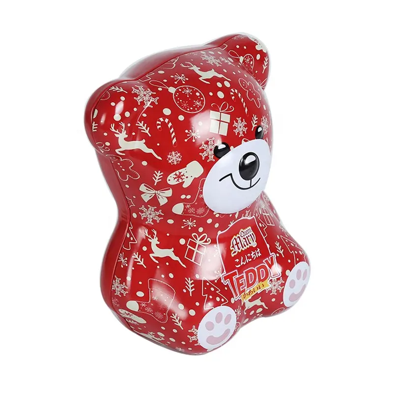 Custom printing teddy bear shaped tin box cookie tins chocolate box