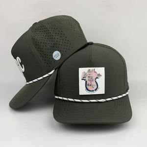 Casquettes de baseball sportives personnalisées en gros, 5 panneaux, logo en PVC caoutchouc, profil moyen, imperméables, avec trous laser, cordon, gorras - Product Image 6