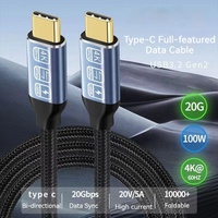Cable USB-C 3.2 Gen2 de Nailon con Carga Rápida PD de 100W 5A 20Gbps, Conectores Chapados en Oro para Computadora y Laptop - Longitud Personalizable