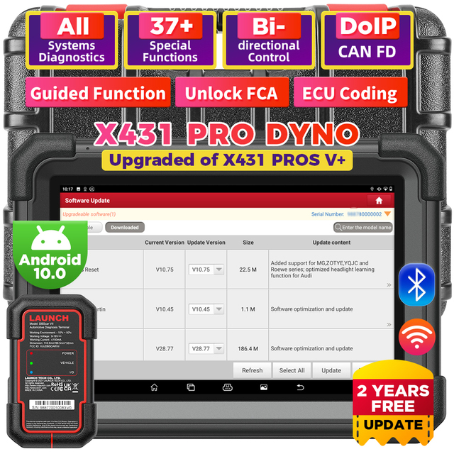 LAUNCH X431 PRO DYNO OBD2 Scanner Car Diagnostic Tools Engine Analyzer for Automotive Car Diagnosis