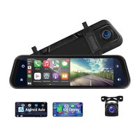 SUNWAYI 9,66 ''IPS Pantalla táctil Lente Dual 2K Dash Cam WIF Navegación GPS Espejo de coche DVR Inalámbrico Carplay Android Auto BT AI Voice