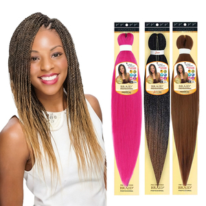 Estensioni per Capelli Sintetiche Afro Yaki Pre-Stirate 26 Pollici, Trecce Jumbo Box Braid con Acqua Calda, Effetto Ombré - Product Image 1