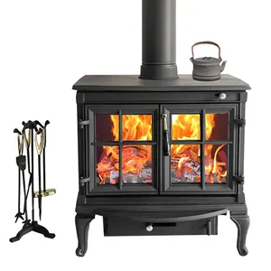 Wood Burning Stoves With Air Washing System High Temperature Resistance Glass Real Fire Place