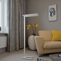 Lampe sur pied moderne en aluminium à LED, hauteur réglable, 4000K, commande tactile, CRI 98, 5000 lumens, abat-jour blanc, lampe sur pied pour hôtel