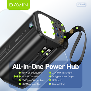 Bavin Pc 1138S Borg 100000 Mah Grote Capaciteit 22.5W Snel Opladen Led Display 8 Poort C Type <span class=keywords><strong>Power</strong></span> <span class=keywords><strong>Bank</strong></span> Met Licht - Product Image 6