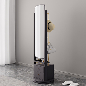 Vente en gros 360 °   <span class=keywords><strong>Miroir</strong></span> sur pied rotatif pleine longueur avec rangement, <span class=keywords><strong>miroir</strong></span> organisateur autoportant pour chambre et entrée - Product Image 1