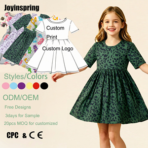 Custom Girls Knee-Length A-Line Dress Stretch Blend Fabric Cartoon Print <strong>Children's</strong> Summer Casual Dress for Ages 3-8 Years - Product Image 2