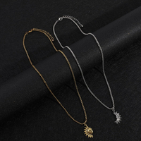 Collier assorti soleil et lune asymétrique CYNYA pour couple, collier vintage pour couple, pendentif demi-lune soleil pour la Saint-Valentin