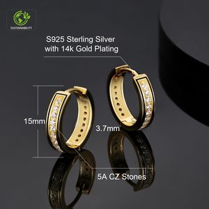 <span class=keywords><strong>Orecchini</strong></span> a cerchio da uomo S925 Sterling Silver14K oro/oro bianco con placcatura in oro curvo Hip Hop Street-wear Rapper <span class=keywords><strong>orecchini</strong></span> per ragazzi - Product Image 5