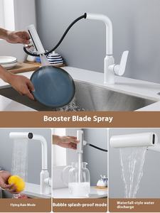 Keran dapur tarik ke luar, keran dapur fungsi ganda, hujan panas, keran wastafel bisa ditarik untuk rumah tangga, keran cuci sayuran - Product Image 5