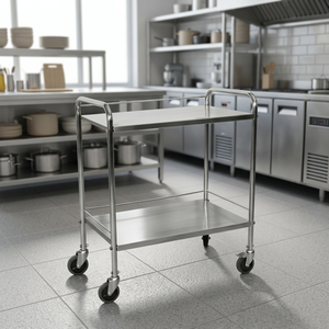 Chariot médical en acier inoxydable de qualité supérieure avec deux étagères pour usage hospitalier, disponible au prix de gros - Product Image 1