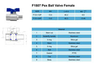 F1/2x1/2P PEX Acier inoxydable 304 316 Port complet F1807 400 # Vanne à bille (ASTM F1807 Raccord à sertir PEX sans plomb)