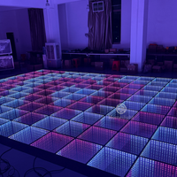 Éclairage de scène, miroir infini 3D, piste de danse LED, mariage, boîte de nuit, dalles de sol magnétiques 16x16 pieds