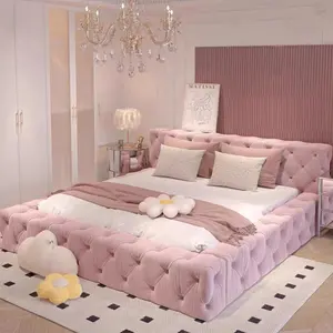 Роскошные кровати в итальянском стиле, мебель для спальни, Современная бархатная кровать размера «King-Size», дизайнерская кровать с мягкой обивкой