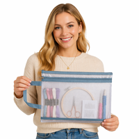 Sacs d'emballage Bookish Bundle, sac de rangement pour loisirs créatifs, sac pour documents format A4, pochette zippée en maille PVC imperméable, sac pour projets de broderie, logo