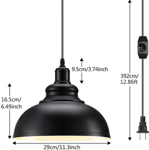Candelabro industrial negro, <span class=keywords><strong>luz</strong></span> colgante de tapa de olla de altura ajustable de metal colgante para interiores - Product Image 2