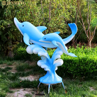 Sculptures d'animaux en résine de grande taille et statues de dauphins en fibre de verre très vendues pour la décoration de places publiques
