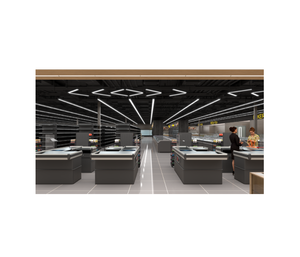 Customized Organic Food Store Solution Wood Grain Display <b>Racks</b> with Open Multideck Chillers - Product Image 1