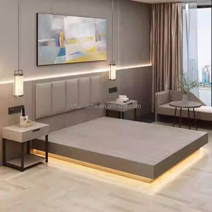 Commercial Hospitality Furniture 3 Star Hotel Bedroom Set Complete Twin <b>King</b> Size <b>Platform</b> <b>Bed</b> Frame With Nightstand & Headboard - Product Image 2