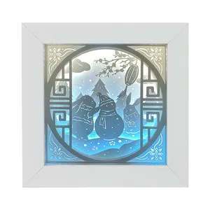 Geschenk für Neujahr Weihnachts geschenkset Großhandel Paper Cut Light Box Moderne Wand leuchte Hängelampen Home Decor