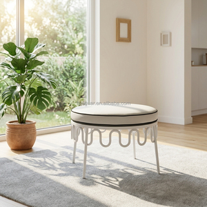 Banc en fer ondulé à dossier arqué <span class=keywords><strong>de</strong></span> style Mid-Century Modern, banquette rembourrée épaisse, siège lounge peu encombrant pour appartement, hôtel, villa - Product Image 4