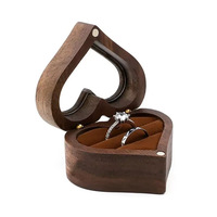 Boîte à bijoux portable en bois en forme de cœur avec logo personnalisé, fermeture magnétique pour demande en mariage, cérémonie de mariage