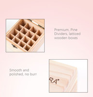 Boîte de rangement en pin personnalisée pour 16 compartiments d'huiles essentielles avec couvercle flexible, écologique, pour stockage en gros