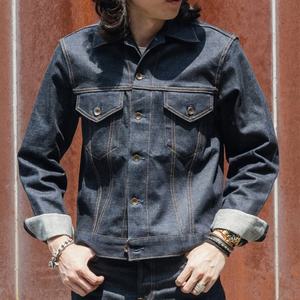 Chaqueta de mezclilla selvedge cruda pesada vintage personalizada sin elasticidad con botones para hombre, venta al por mayor de fábrica - Product Image 3