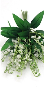 Decoración de Boda de Alta Calidad, Flores Pequeñas Simuladas con Hojas Verdes, Lirio de los Valles de Plástico Individual - Product Image 5