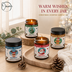 Ensemble de bougies de Noël personnalisées, <span class=keywords><strong>4</strong></span> designs festifs, bougies parfumées en pot <span class=keywords><strong>d</strong></span>'ambre, fourniture en gros directe <span class=keywords><strong>d</strong></span>'usine - Product Image 1