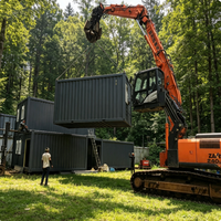 Maison conteneur modulaire préfabriquée à panneaux sandwich, 2 chambres, design moderne