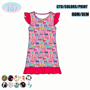 <span class=keywords><strong>Camicia</strong></span> <span class=keywords><strong>da</strong></span> <span class=keywords><strong>Notte</strong></span> in Bambù per Ragazze, Senza Maniche con Volant, Vestito <span class=keywords><strong>da</strong></span> <span class=keywords><strong>Notte</strong></span> per Bambini, Stampa Personalizzata per Feste in Casa, ODM OEM Ingrosso - Product Image 5