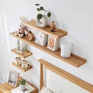 Customization Oak Wood Wall Shelves Wall Mounted Solid Wood Shelf Display Storage Rack for Home Decor