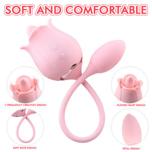 Versand fallen 2 In 1 Rose Flower Doppel köpfiges Ei Springen Saugen Vibrator Weibliche Masturbation Adult Fun Produkt - Product Image 2