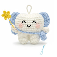 Pendentif tricoté à la main, Poupée de dessin animé, Dents, Jésus, Porpoise, Chat, Kapibara, Pendentif de sac à dos en laine et fil de coton au crochet
