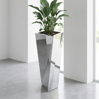 Vase à fleurs en acier inoxydable de luxe, jardinières en acier, décoration intérieure, pot pour fleurs artificielles