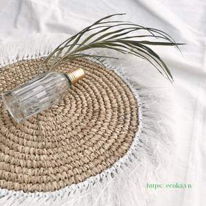 Manteles Individuales Elegantes para Mesa de Comedor, Estilo Boho, Redondos, Ecológicos, de Bambú Blanco Natural con Flecos de Jacinto de Agua, a un Precio Razonable - Product Image 5