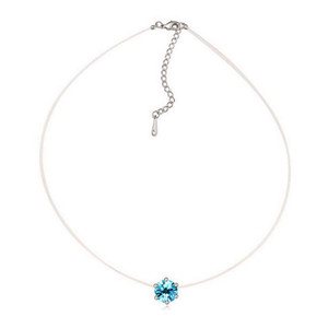 Collar de Hilo de Pesca con Cristales Rosados y Engaste de Garra Redonda, Cadena de Clavícula para Uso Diario para Mujer - Product Image 5