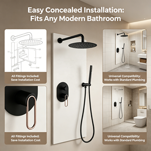 Sistema <span class=keywords><strong>de</strong></span> Ducha Moderno para Baño, Cabezal <span class=keywords><strong>de</strong></span> Ducha Superior con Efecto Lluvia, Kit <span class=keywords><strong>de</strong></span> Grifería para Ducha, Duchas <span class=keywords><strong>de</strong></span> Baño, Conjunto <span class=keywords><strong>de</strong></span> Ducha Empotrado - Product Image 5