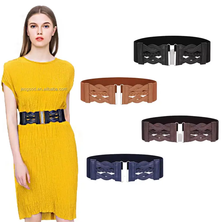 Women Belt High Waist Stretchy Vintage Dress Belt Elastic Retro Wide Belt Lady Fashion