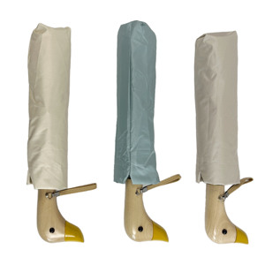 Sombrilla Plegable de 3 Secciones, Impermeable, con Diseño de Pájaro, Mango de Madera, Protección UV - Product Image 4